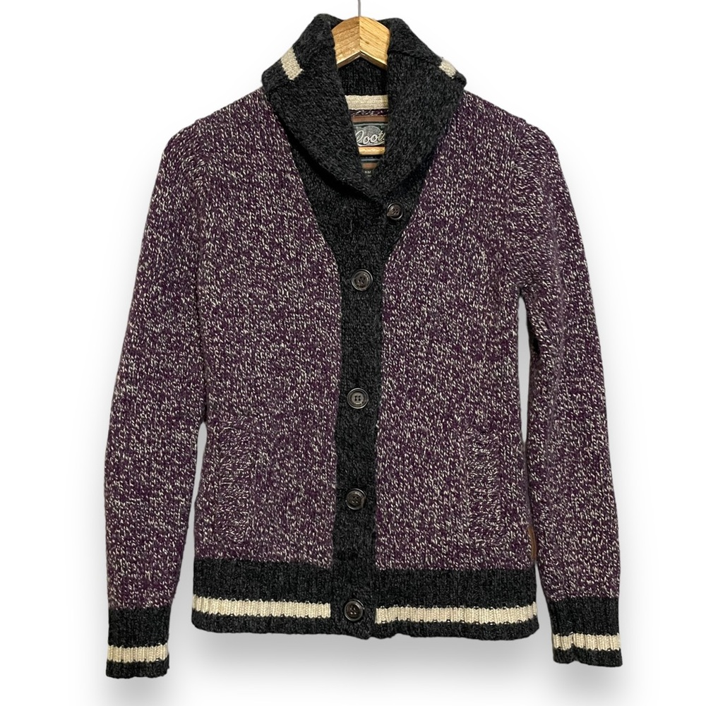 Roots Wool Blend‎ Button Up Sweater Cardigan - Ladies Medium - Mens Small